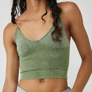 FREE PEOPLE RIBBED V-NECK BRAMI - WASHED ARMY 7796